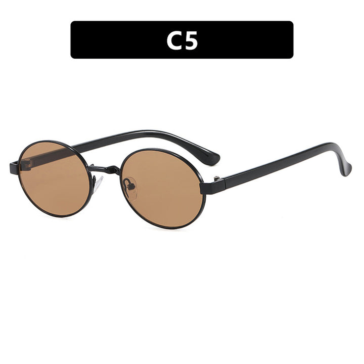 Dame rund brille med elegant metallramme og justerbare nesepads Luvikno
