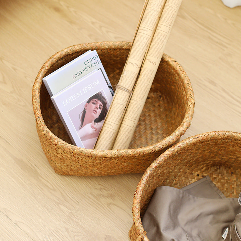 Unisex Naturfiber oppbevaringskurv med bred kant Luvikno