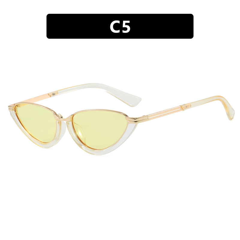Dame futuristiske Cat-Eye solbriller med gyldne detaljer Luvikno