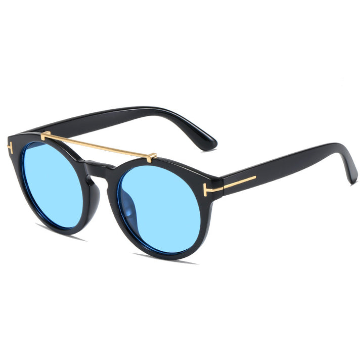 Dame fashionable solbriller med elegante runde glass Luvikno