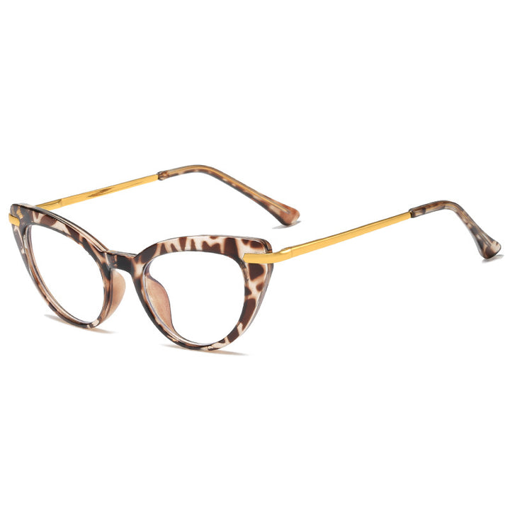 Dame Cat-Eye solbriller med glitrende metalramme Luvikno