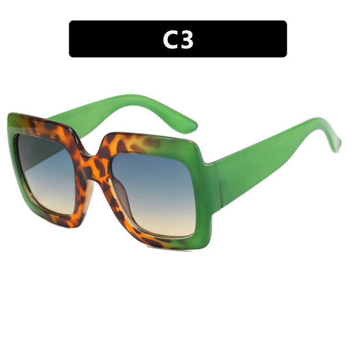 Dame oversized kvadratisk solbrille med markant skjoldpatt-design Luvikno