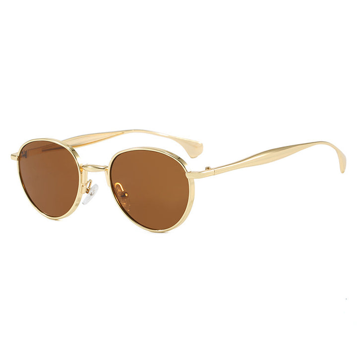 Dame runde solbriller med elegant metallramme og UV-beskyttelse Luvikno