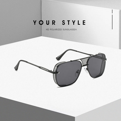 Dame moteriktig sport-solbrille med nettinnramming Luvikno