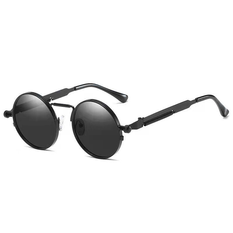 Dame Runde Metall-solbrille med speilte linser Luvikno