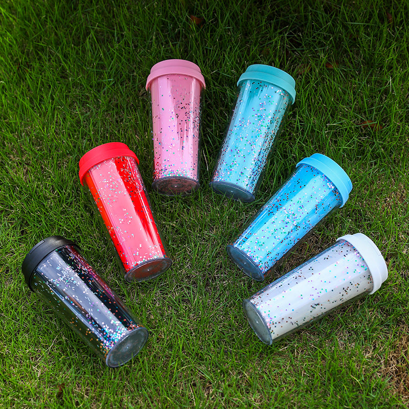 Dame Glitter Drikkekopp med Lekkasjefri Lokk og Ergonomisk Håndtak Luvikno