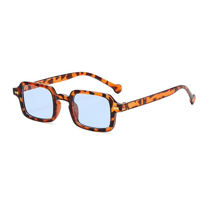 Dame geometrisk solbrille med trendy dyreprint Luvikno