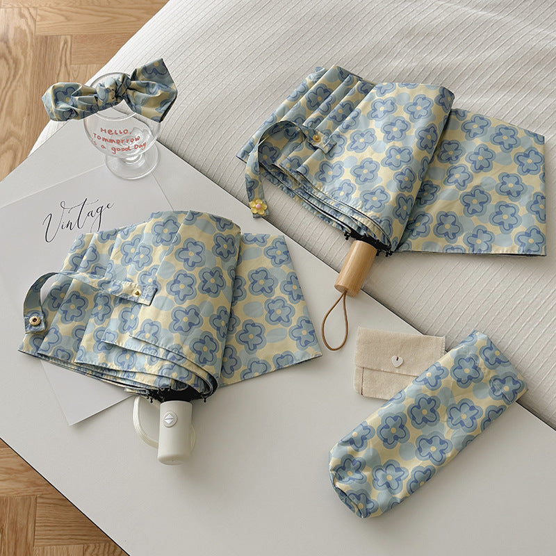 Dame Faltbar Regnparaply med elegant blomsterdesign Luvikno