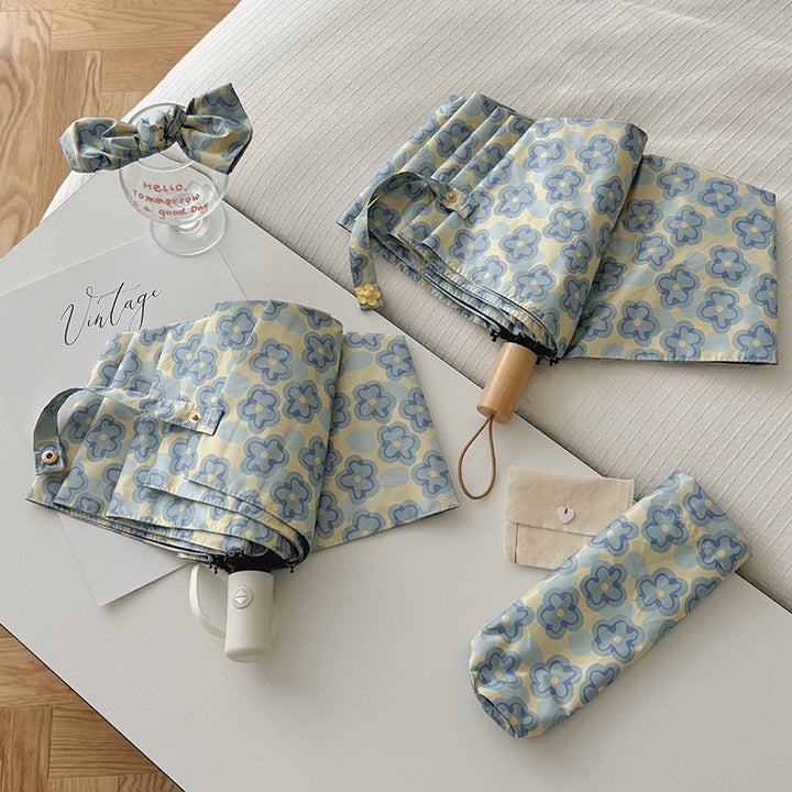 Dame Faltbar Regnparaply med elegant blomsterdesign Luvikno