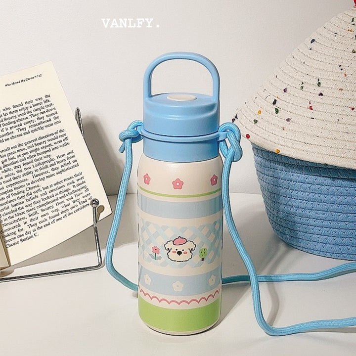 Damen Isoliertrinkflasche mit durchgehendem Tierdesign und Trageriemen Luvikno