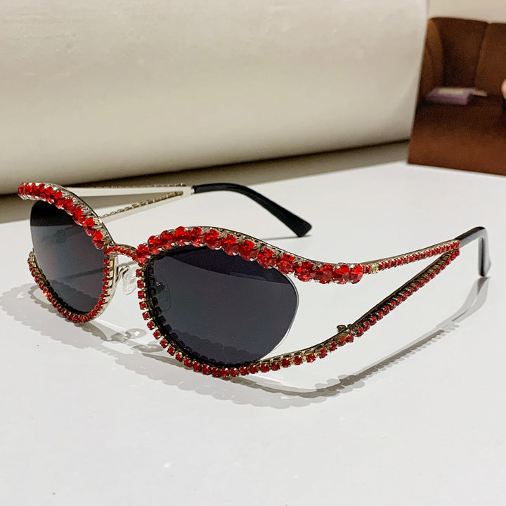 Dame Glamorøs solbrille med glitrende krystallakenter Luvikno