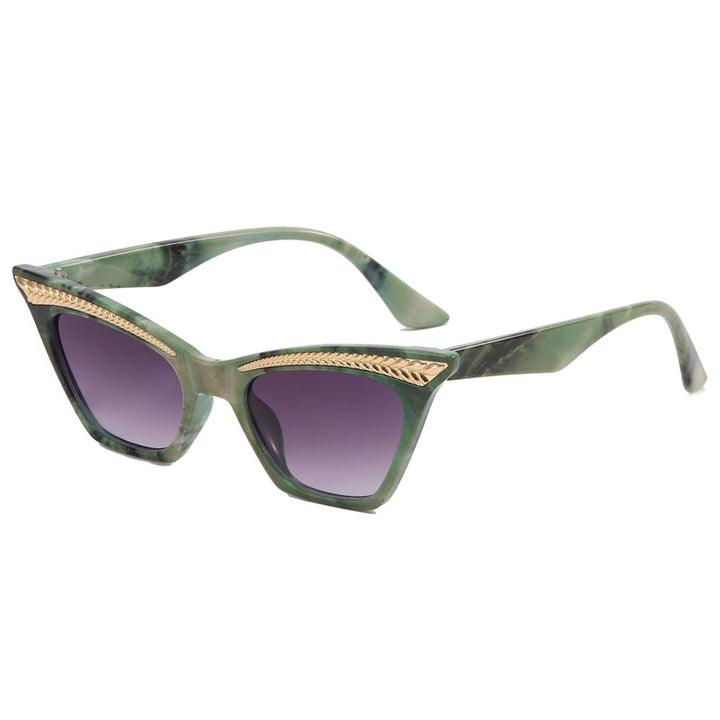 Dame Cat-Eye solbrille med luksuriøs detalj Luvikno