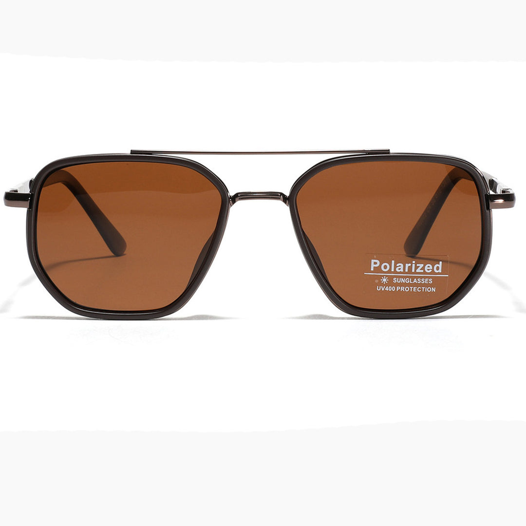 Dame kvadratisk solbrille med polarisert glass og elegant metallramme Luvikno