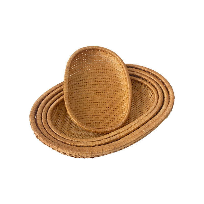 Dame oval servise kurv laget av håndvevd naturmateriale Luvikno