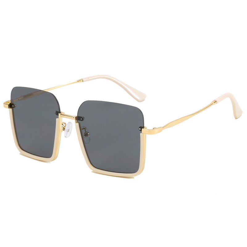 Dame oversized solbrille med elegant geometrisk ramme Luvikno