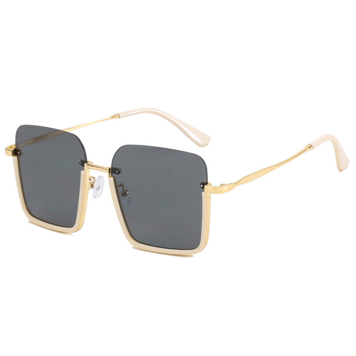 Dame oversized solbrille med elegant geometrisk ramme Luvikno