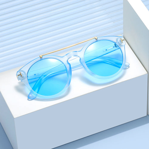 Dame fashionable solbriller med elegante runde glass Luvikno
