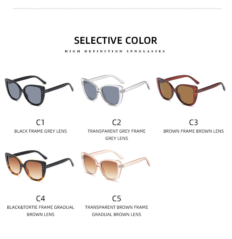 Damer glamorøs oversized solbrille med elegant gjennomsiktig ramme Luvikno