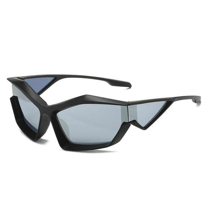 Dame sporty performance solbriller med moderne geometrisk ramme Luvikno