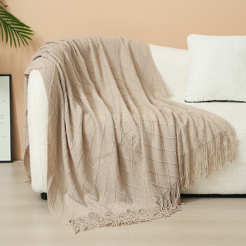 Damer Elegant og stilfullt bo- og kose-teppe med franser Luvikno
