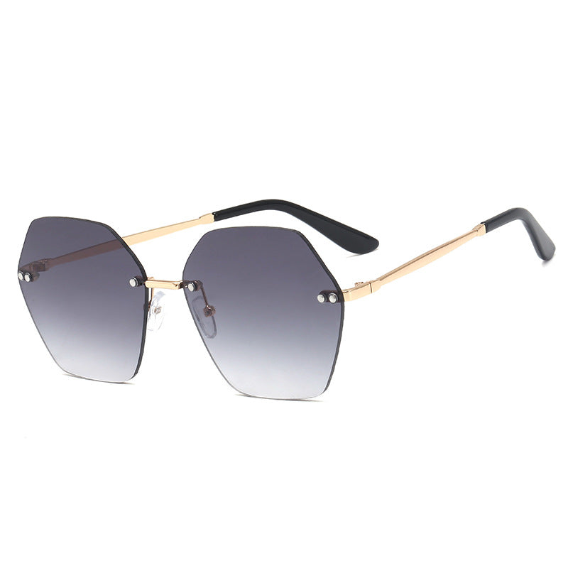 Damer hexagonal solbrille med elegant metallramme Luvikno