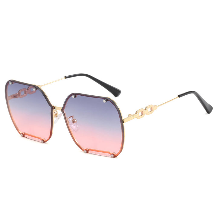 Dame elegant sekskantet designer-solbrille med luksuriøse aksenter Luvikno