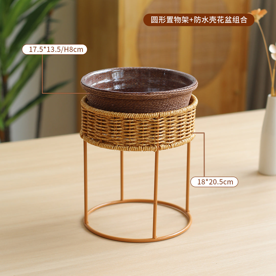 Unisex Moderne planteholder med flettet kurv og metallramme Luvikno