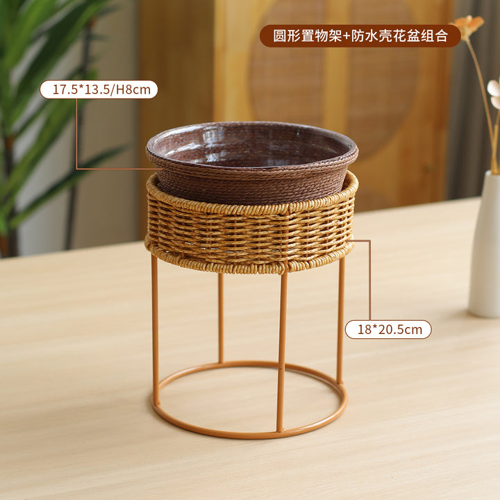 Unisex Moderne planteholder med flettet kurv og metallramme Luvikno