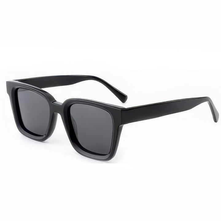 Dame moteriktig kvadratisk solbrille med transparent plastikkinn og polariserte linser Luvikno
