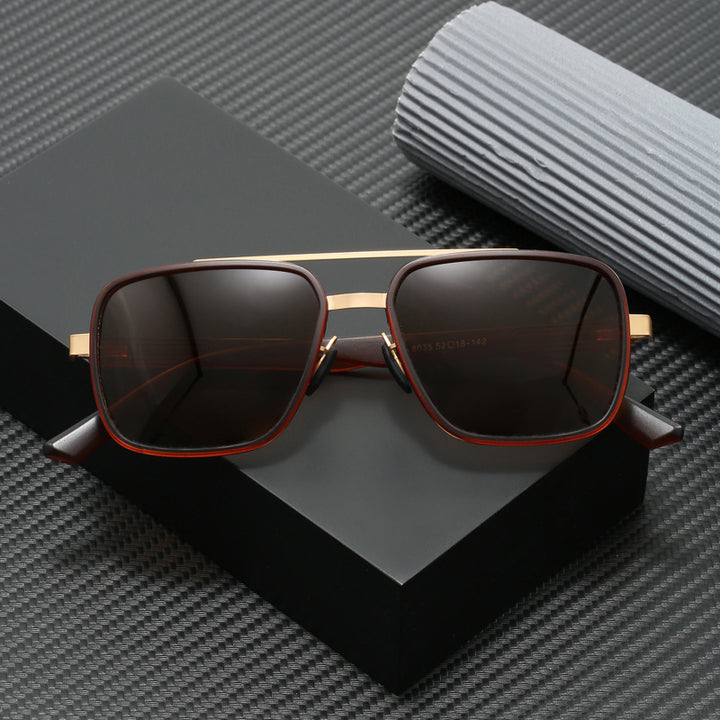 Dame elegant firkantet solbrille med høykvalitets metallramme Luvikno