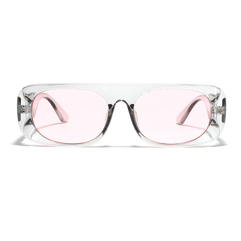 Dame moteriktig solbrille med transparant og geometrisk ramme Luvikno