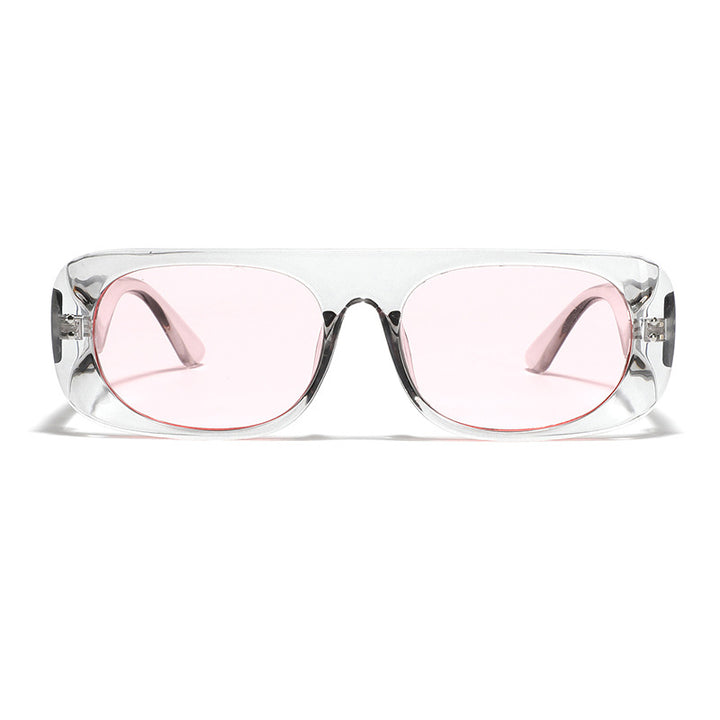 Dame moteriktig solbrille med transparant og geometrisk ramme Luvikno