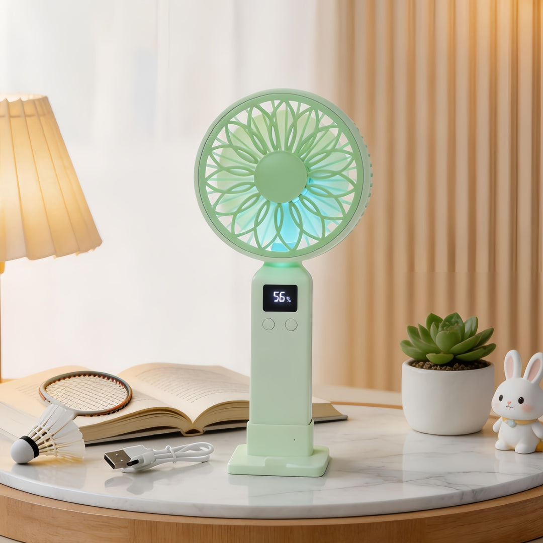 Damer Bærbar USB-vifte med LED-skjerm og ergonomisk design Luvikno