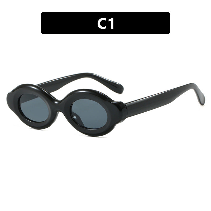 Dame solbrille i trendy retro-design med ovale glass Luvikno