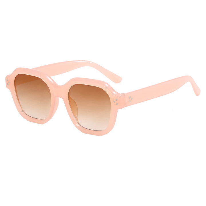 Dame moteriktig firkantet solbrille med speilende glass Luvikno