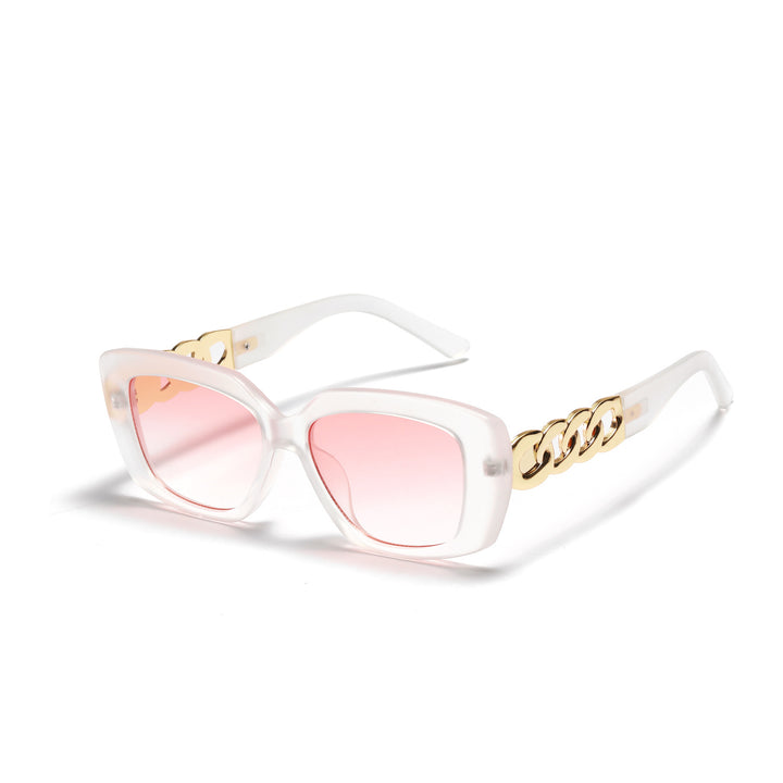 Dame elegant kvadratisk solbrille med gullutstyrt ramme Luvikno