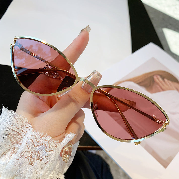 Dame Cat-Eye solbriller med elegant metallramme og UV-beskyttelse Luvikno