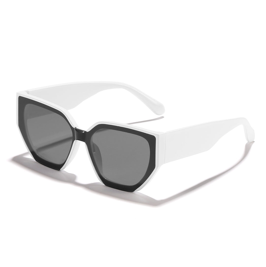 Dame trendy oversized solbriller med stilig hexagon-design Luvikno