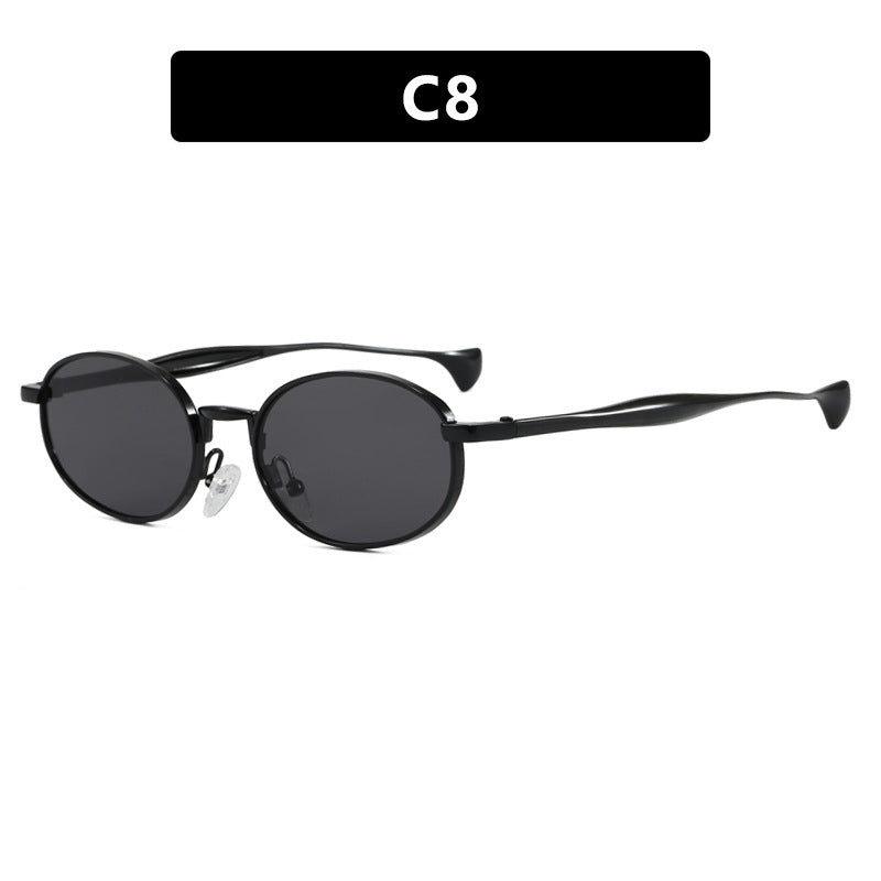 Dame robust rund solbrille med speilglass Luvikno
