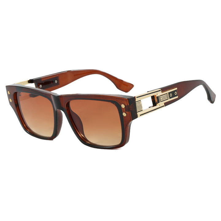 Dame moterik kvadratisk solbrille med elegant gyllen dekorasjon Luvikno