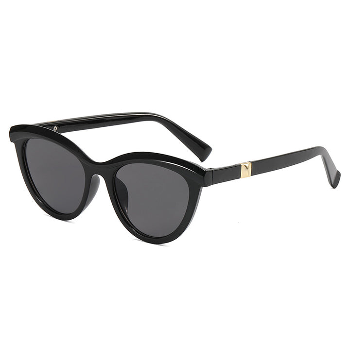 Dame elegant Cat-Eye solbriller med stilfull metallramme Luvikno