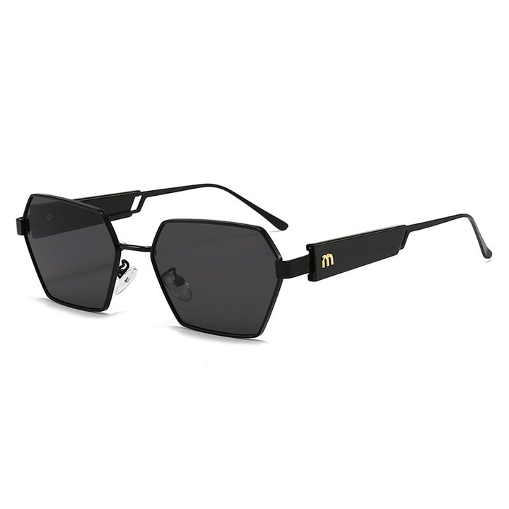 Dame Hexagon solbrille med luksuriøse metallakenter Luvikno