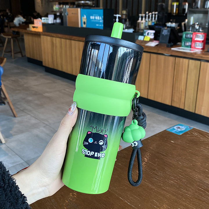 Dame leken kaffekopp med silikondeksel og integrert anheng Luvikno
