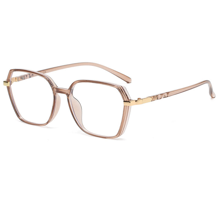 Dame moteriktig kvadratisk lesebrille med gullaccent Luvikno