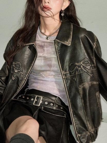 Luvik | Naru Vetoketju Nahkatakki