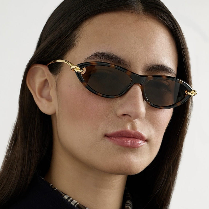 Damen Cat-Eye solbriller med elegant metallramme og beskyttende UV-filter Luvikno
