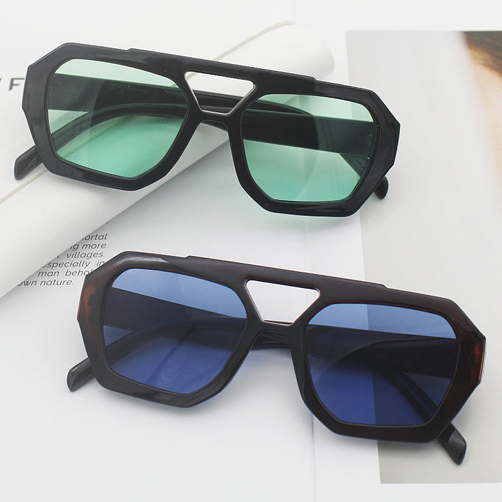 Dame fashionable sekskantet brille Luvikno