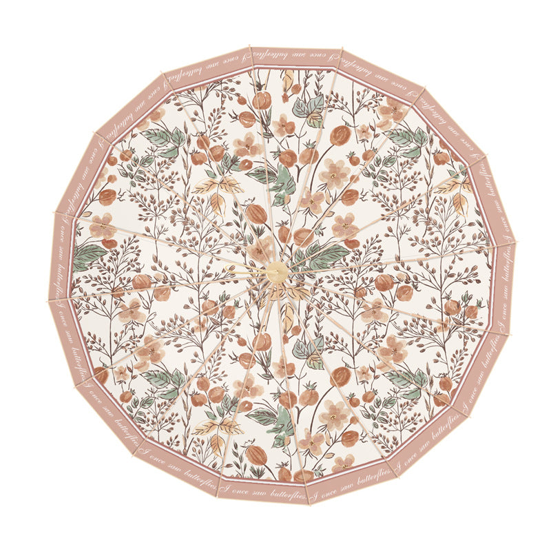 Damer elegant foldbar paraply med blomstermønster Luvikno