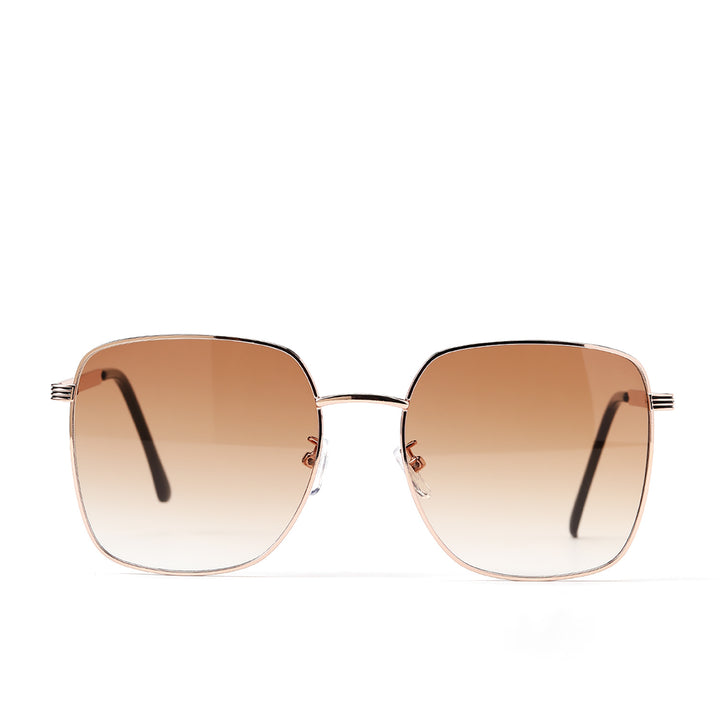 Dame kvadratisk solbrille med elegant metallramme og speilende glass Luvikno