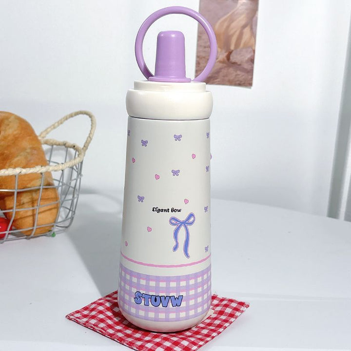 Damen stilvolle Trinkflasche mit elegantem Schleifenmotiv Luvikno